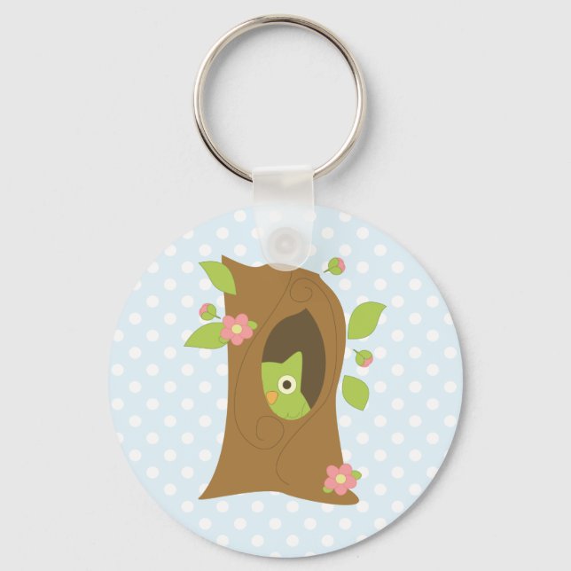 Owl in a Tree Keychain (Front)