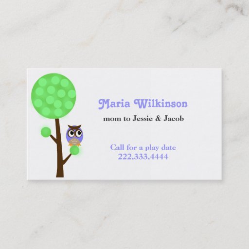 Customizable Owl in a Tree Mommy Card Business Card Templates