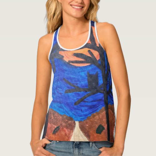 Owl in a Tree Nighttime Silhouette Tank Top