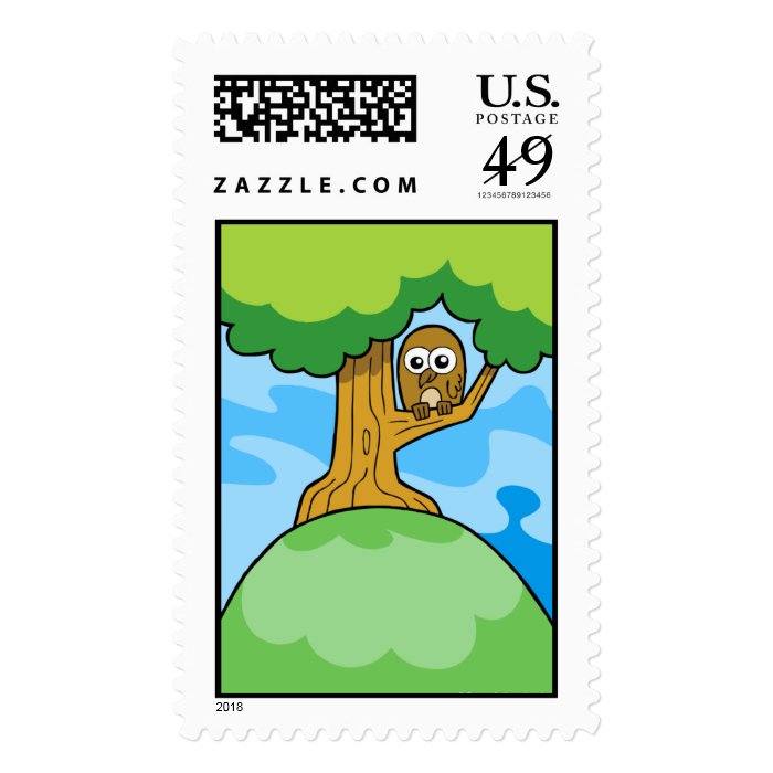 Owl in a tree Postage Stamp