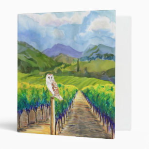 Owl in a Vineyard 3 Ring Binder