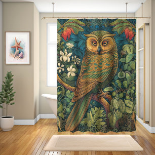 Owl In A Wonderland, William Morris Design Shower Curtain