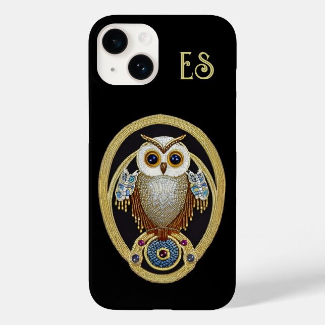 Owl in Beads and Gold Effect - Art Deco custom Case-Mate iPhone Case (Back)