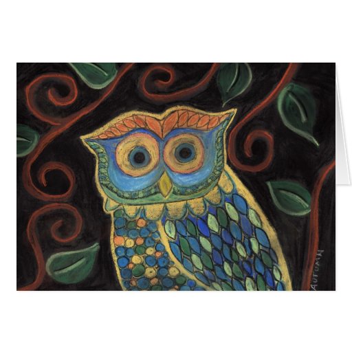 Owl in Bloom-Greeting Card | Zazzle