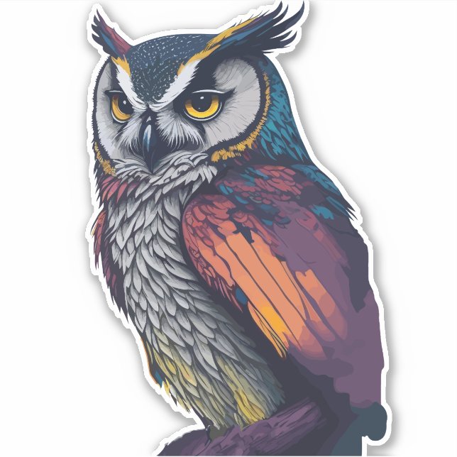 Owl in bright colors sticker (Front)