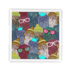 Owl in crown acrylic tray