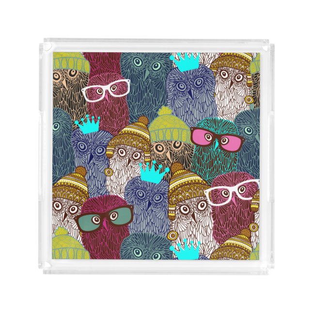 Owl in crown acrylic tray (Front)