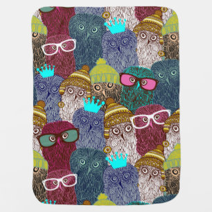 Owl in crown baby blanket