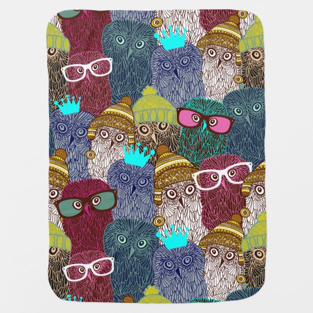 Owl in crown baby blanket (Front)