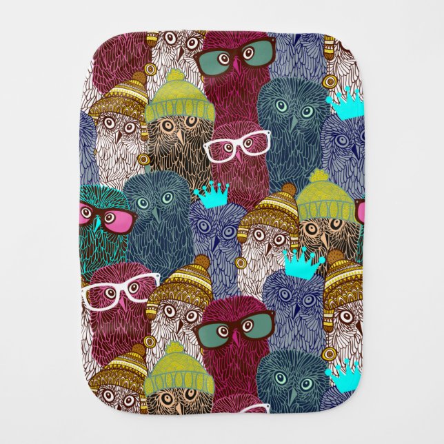 Owl in crown baby burp cloth (Front)