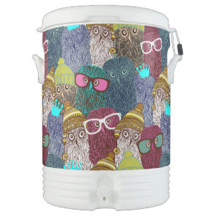 Owl in crown beverage cooler