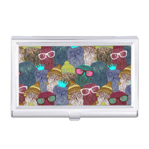 Owl in crown business card case