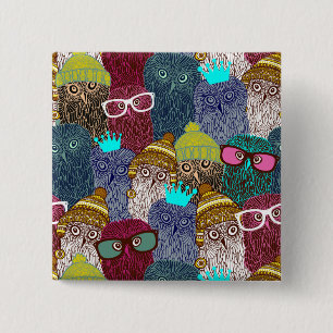 Owl in crown button