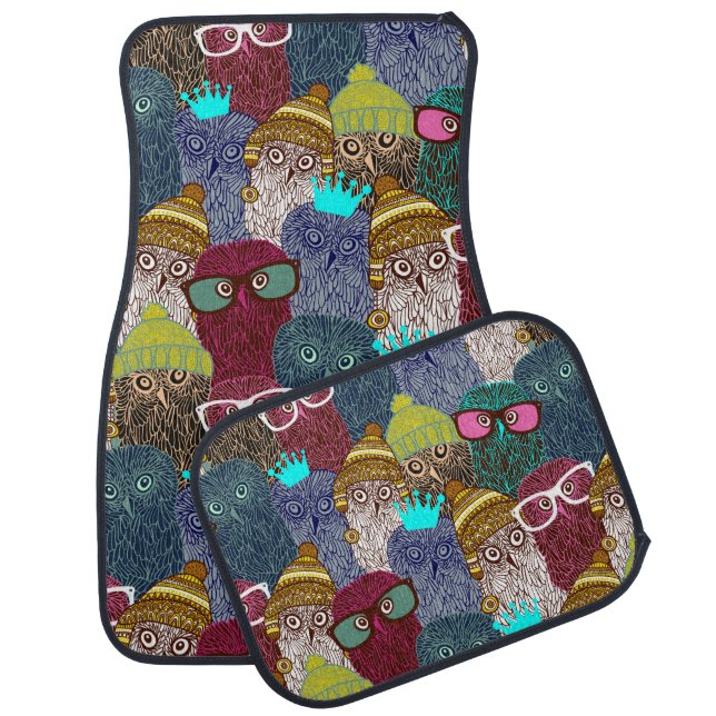 Owl in crown car floor mat (Set)