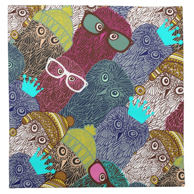 Owl in crown cloth napkin (Front)