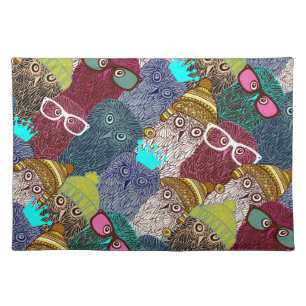 Owl in crown cloth placemat