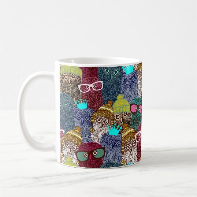 Owl in crown coffee mug (Left)