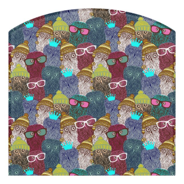 Owl in crown door sign (Contour Front)