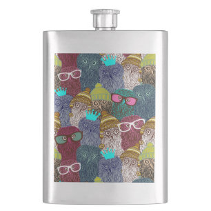Owl in crown flask
