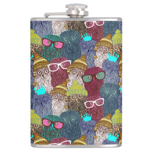 Owl in crown flask