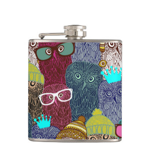 Owl in crown flask