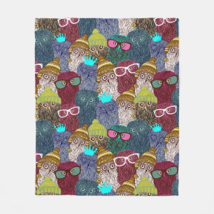 Owl in crown fleece blanket