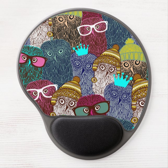 Owl in crown gel mouse pad (Front)