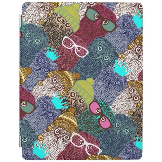 Owl in crown iPad smart cover (Front)
