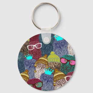 Owl in crown keychain