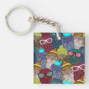 Owl in crown keychain