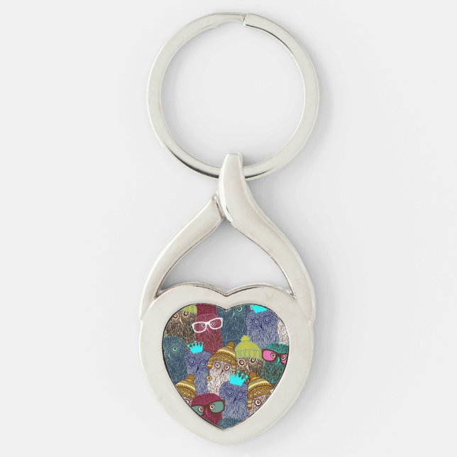 Owl in crown keychain (Front)