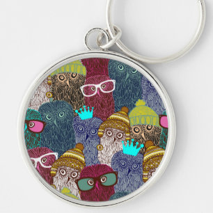 Owl in crown keychain