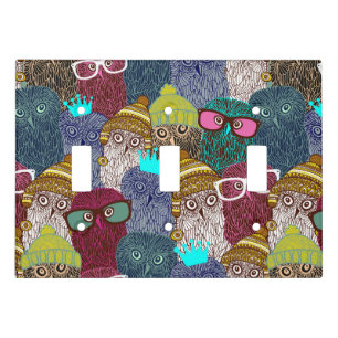 Owl in crown light switch cover