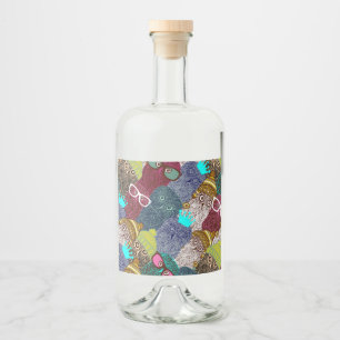 Owl in crown liquor bottle label