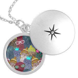 Owl in crown locket necklace