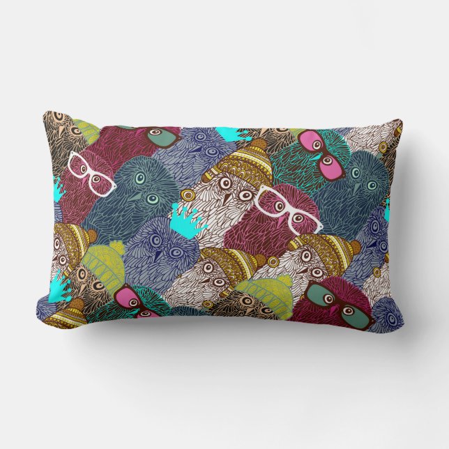 Owl in crown lumbar pillow (Front)