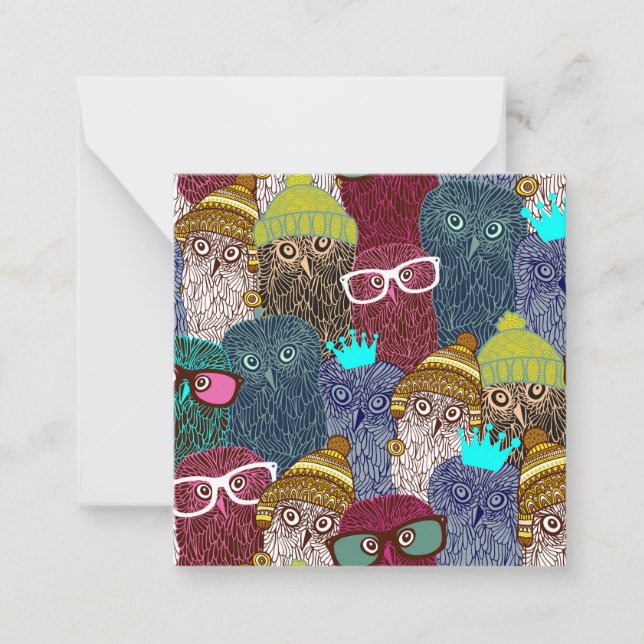 Owl in crown note card (Front)