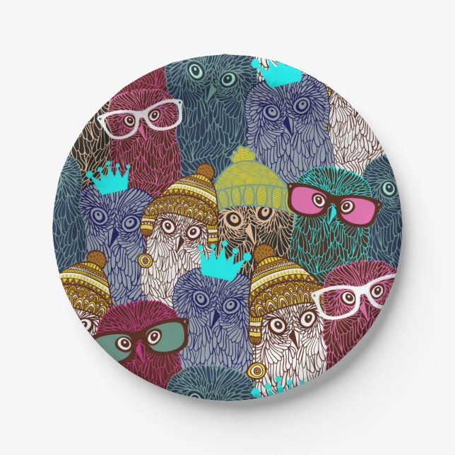Owl in crown paper plates (Front)