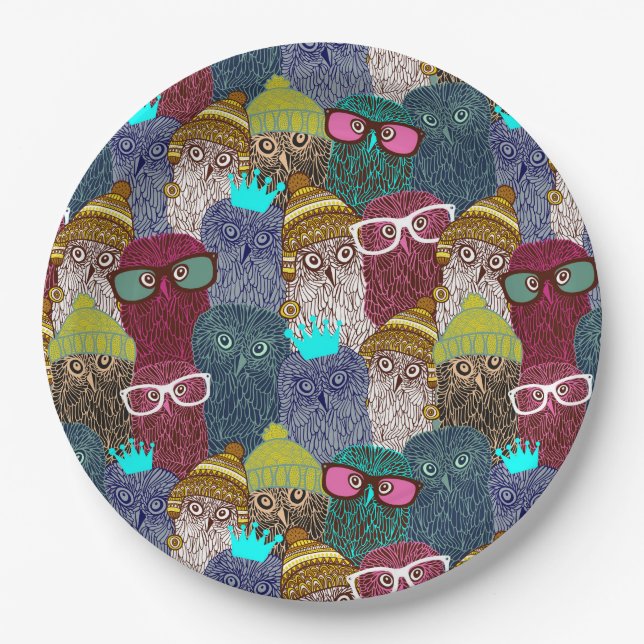 Owl in crown paper plates (Front)