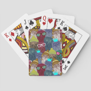 Owl in crown poker cards