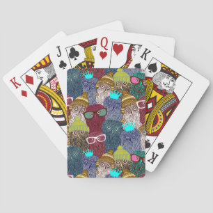 Owl in crown poker cards