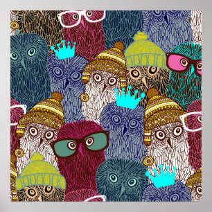 Owl in crown poster