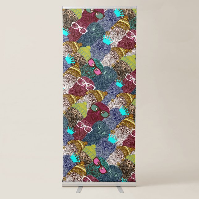Owl in crown retractable banner (Front)