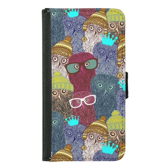 Owl in crown samsung galaxy wallet case (Front)