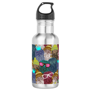 Owl in crown stainless steel water bottle