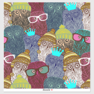 Owl in crown sticker