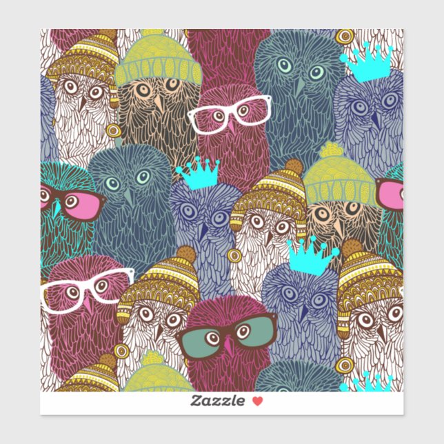 Owl in crown sticker (Sheet)