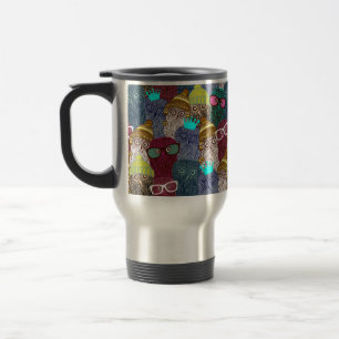 Owl in crown travel mug