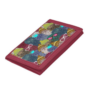 Owl in crown tri-fold wallet