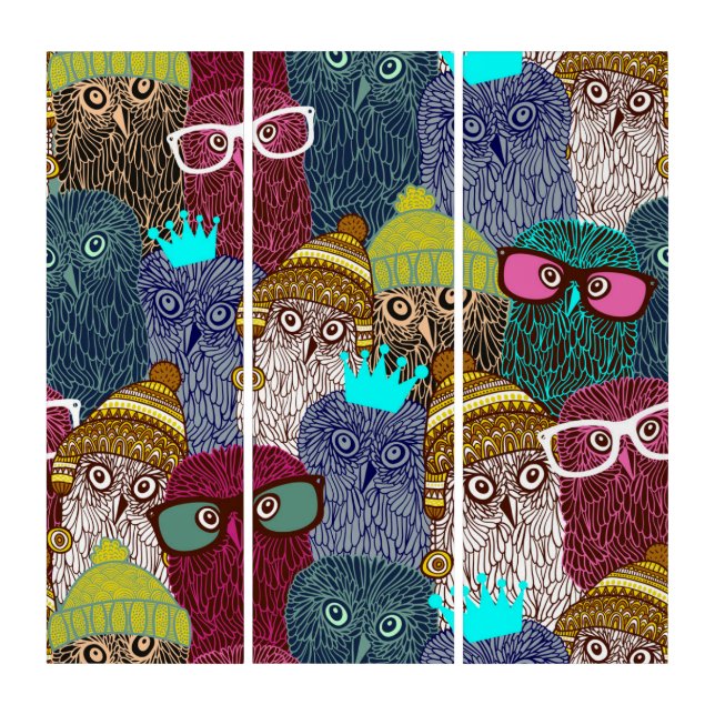 Owl in crown triptych (Front)